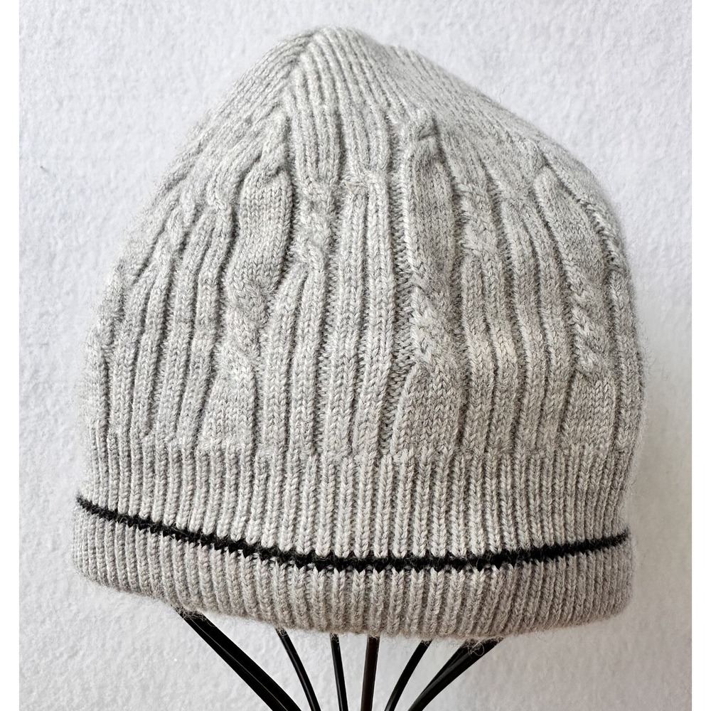 BULA Wool Blend Beanie Hat Gray Soft 17" Diameter